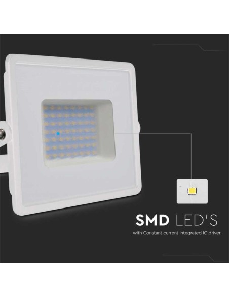 V-TAC VT-4051 Faro LED 50W proiettore E-Series super slim G2 corpo bianco luce bianco freddo 6500K IP65 - sku 215963