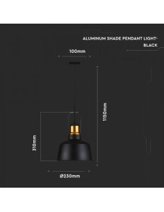 V-TAC VT-7422 Lampadario LED Portalampada E27 vintage in alluminio nero Ð¤230mm - SKU 3728 2