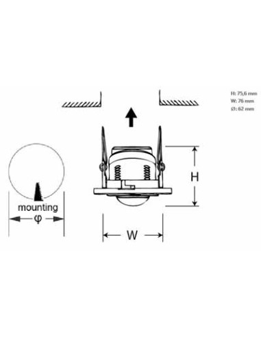V-TAC VT-8030 Sensore di movimento a infrarossi PIR 360°orientabile montaggio a incasso soffitto Regolabile 360° IP20 sku 5091