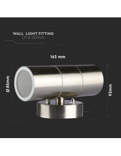 V-TAC Portalampada da muro led acciaio inossidabile applique 2xGU10 Grigio satinato IP44 sku 7500 2