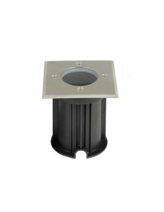 V-TAC VT-7677 Portalampada calpestabile faretto a incasso quadrato segnapassi GU10 in acciaio colore nero - sku 7516