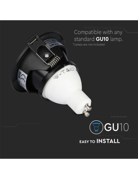 V-TAC VT-874 Portafaretto led da incasso rotondo in alluminio colore nero GU10 GU5.3 sku 8596
