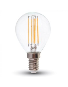 V-TAC VT-2486 Lampadina led 6W E14 4000K lampada filamento 130lm/w goccia P45 vetro trasparente sku 2855
