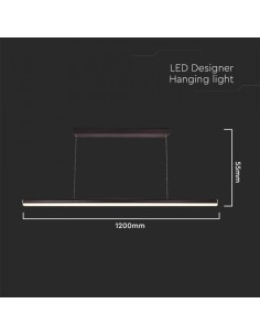 V-TAC VT-7771 Lampadario LED 23W plafoniera design moderno applique sospeso rettangolare colore Nero 120cm luce 4000K - 6943 2