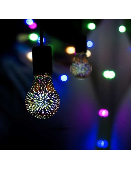 V-TAC VT-2203 Lampadina led effetto 3D 3W E27 A60 bianco caldo 3000K filamento in vetro cromato - SKU 212704