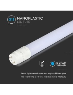 V-TAC PRO VT-061 Tubo LED neon 9W chip Samsung T8 G13 60cm bianco freddo 6500K ruotabile - SKU 21652 2