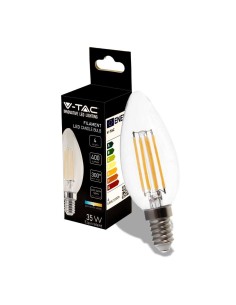 V-Tac VT-1986 Lampadina LED candela filamento 4W lampada E14 luce bianco naturale 4000K - 214413