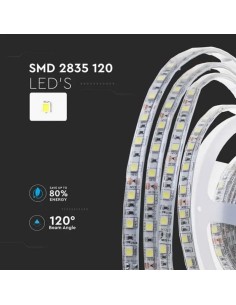 V-TAC VT-2835 Striscia led1200LED 24V strip SMD2835 10Mt bianco freddo 6500K 7.5W/MT IP65 - SKU 212627 2