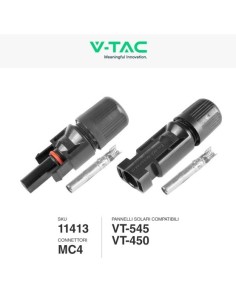 V-TAC 11413 coppia di connettori Fotovoltaico solari tipo MC4 (maschio/femmina) per cavi solari fotovoltaici IP68 2