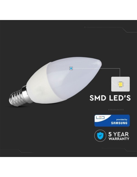 V-Tac PRO VT-226 Lampadina led E14 4.5W Chip Samsung SMD candela luce bianco naturale 4000K - SKU 21172