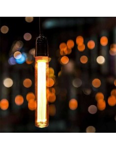 V-Tac VT-2162 Lampadina tubolare LED 2W E27 T30 vintage vetro ambra con incisioni laser filamento bianco caldo 1800K - 7473 2