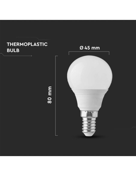 V-TAC VT-1880N Lampadina LED SMD 4,5W E14 Mini globo P45 Bianco freddo 6400K - SKU 2142521