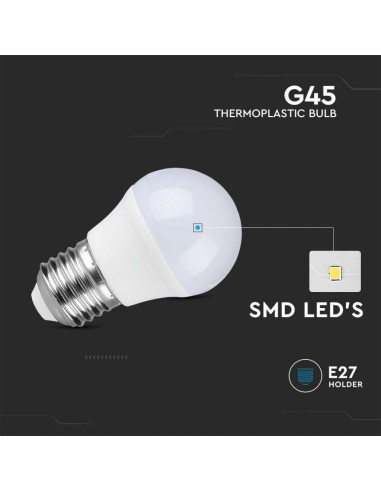 V-TAC VT-1879 Lampadina LED E27 4,5W Mini globo G45 luce Bianco naturale 4000K - SKU 217408