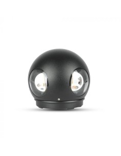 V-TAC VT-834 Lampada LED 4W da parete forma sferica nero wall light bianco caldo 3000K IP65 - SKU 8553 2