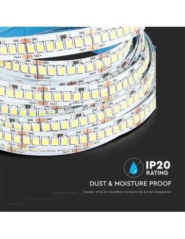 V-TAC VT-2835 Striscia 238led/m 24V 18W/m SMD2835 135lm/W 5M bianco naturale 4000K IP20- SKU 212600