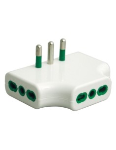 Adattatore triplo piatto spina italiana 2P+T 16A 3 prese bipasso italiane 2P+T 16A corpo bianco Fanton 82220