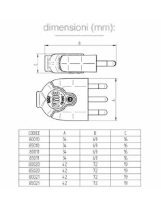Spina italiana 2P+T 10A 250V mod. BICO' Fanton 80010 2