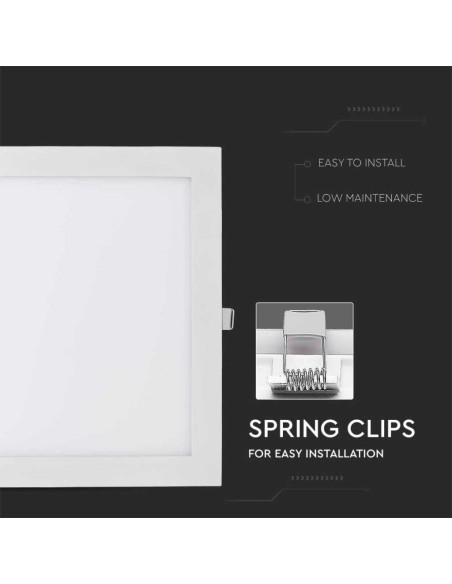 V-TAC VT-2407 mini pannello led da incasso 24W quadrato luce bianco caldo 3000k sku 214887