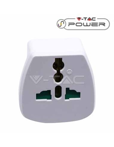 V-TAC Adattatore singolo universale spina 10A 2P+T standard italiano bianco - sku 8747
