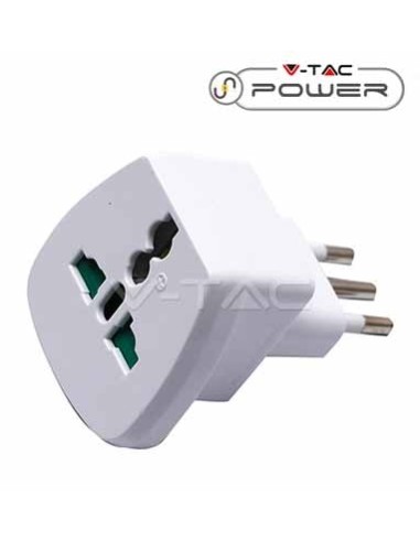 V-TAC Adattatore singolo universale spina 10A 2P+T standard italiano bianco - sku 8747