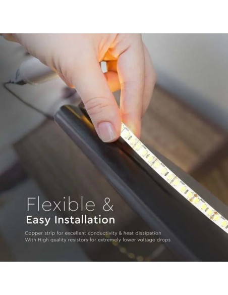 V-TAC VT-2835 Striscia LED 12V 240LED/mt SMD2835 20w/m strip 5Mt 2000lm/mt  luce 4000k 10mm IP20 sku 212165