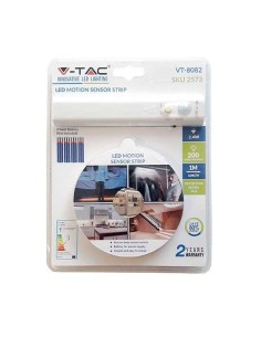 V-TAC VT-8082 Kit striscia led 2.8W 1M IP65 con alimentazione a batterie e sensore movimento PIR bianco caldo 3000K - SKU 2573 2